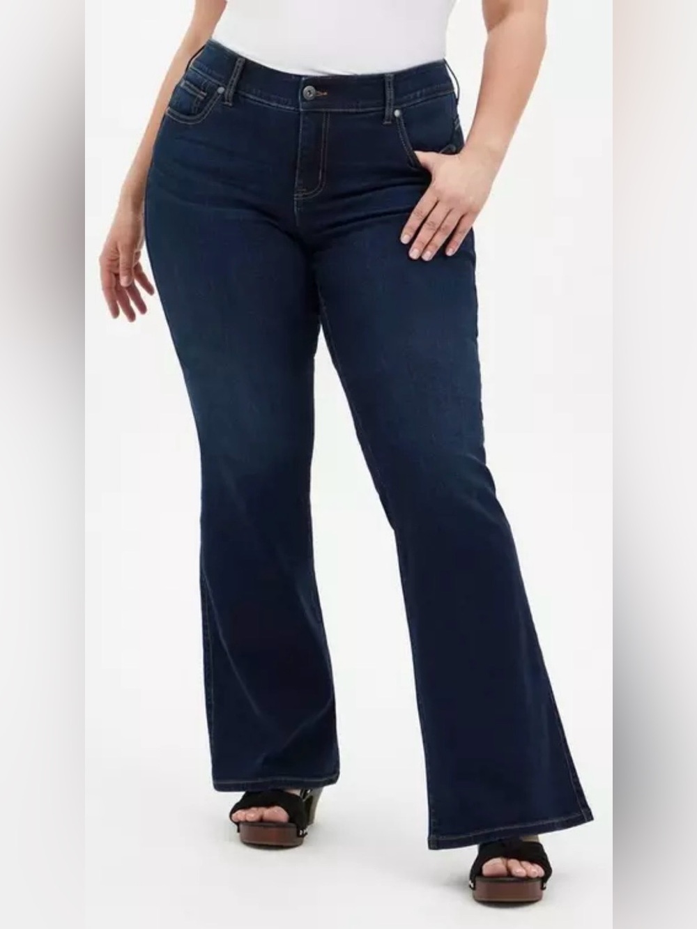Torrid Bombshell Flare High-Rise Jeans Dark Wash “Basin” Plus Size 24 Tall